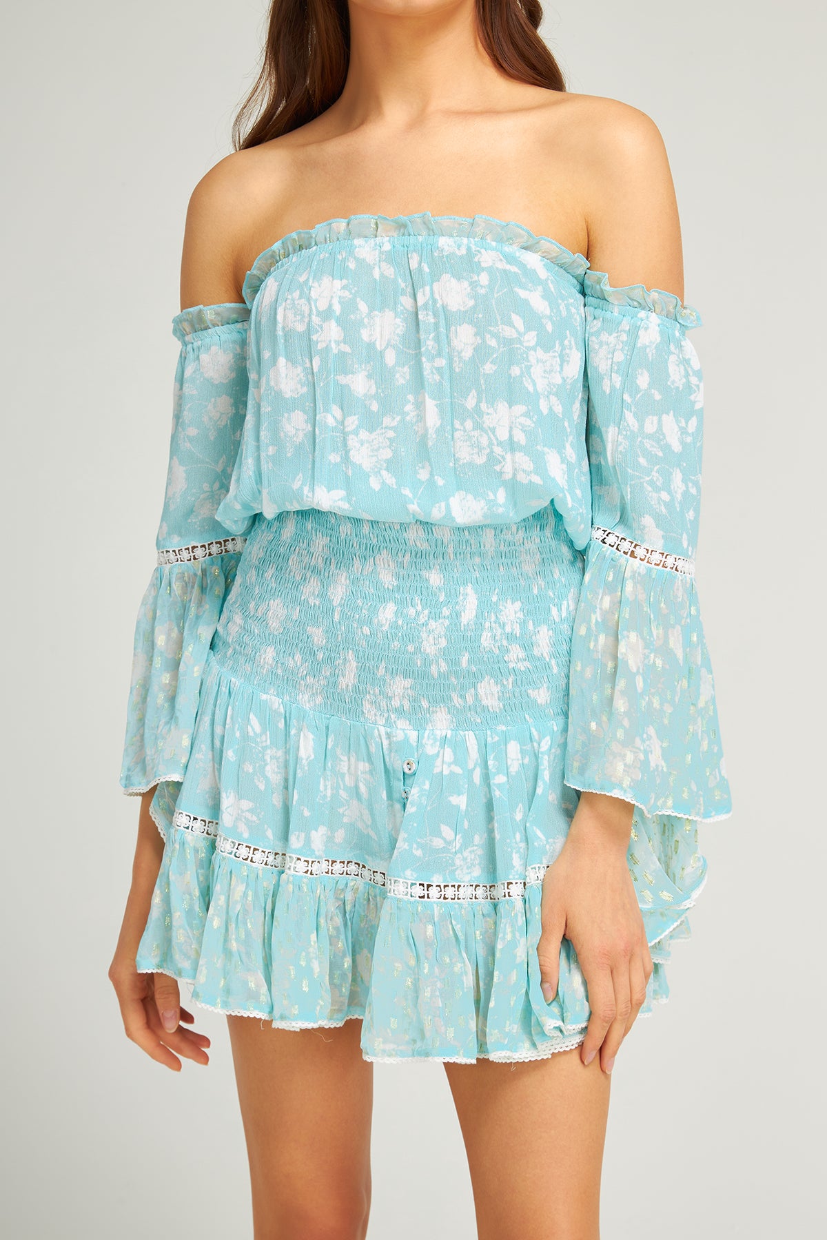 Cecilia Flower Dress Aqua