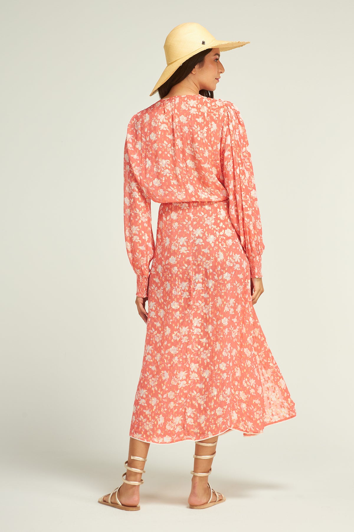 Cabana Flower Kimono Dress Coral