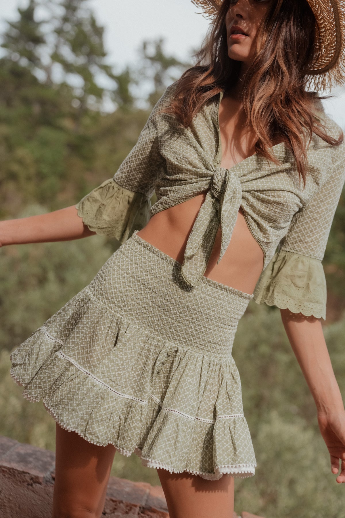Rosalia Embroidered Skirt Kaki